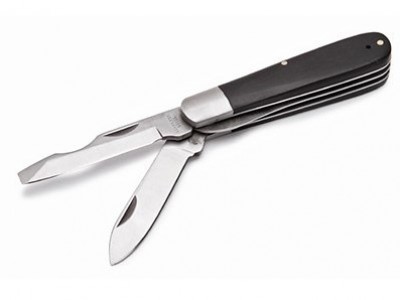 Нож монтерский малый складной с прямым лезвием и отверткой НМ-08